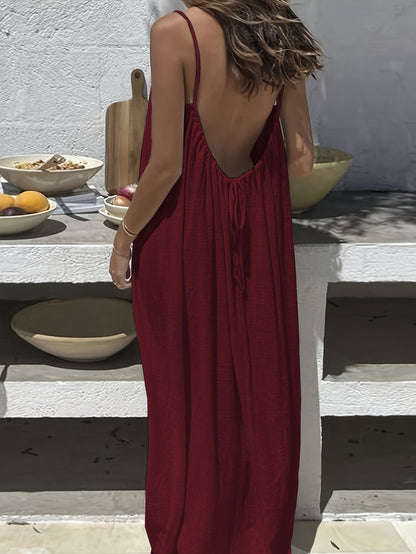 Women's Backless Loose Long Home Wear Cami Dress