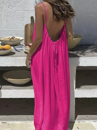 Women's Backless Loose Long Home Wear Cami Dress
