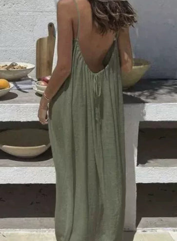Women's Backless Loose Long Home Wear Cami Dress